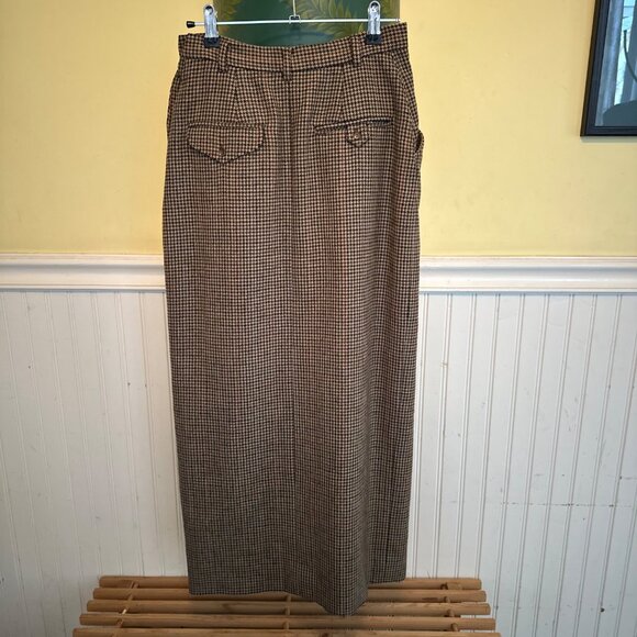 Ralph Lauren Womens Houndstooth Wool Maxi Skirt With Front Slit Size 4 - Picture 2 of 8